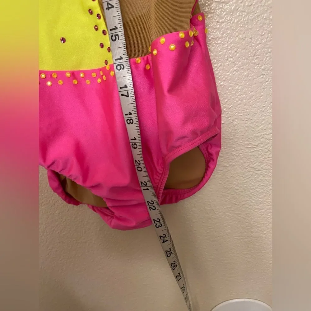 Patrick J dance custom Solo neon pink yellow gravity leotard illusion MA adult